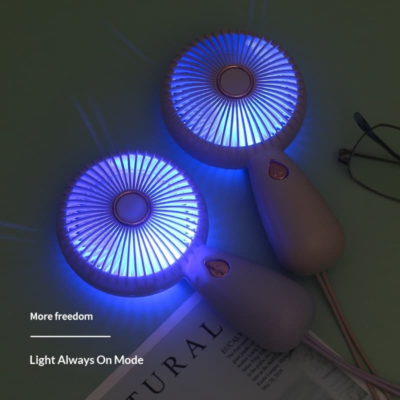 USB-Charged Simple Handheld Portable Mini Fan With LED