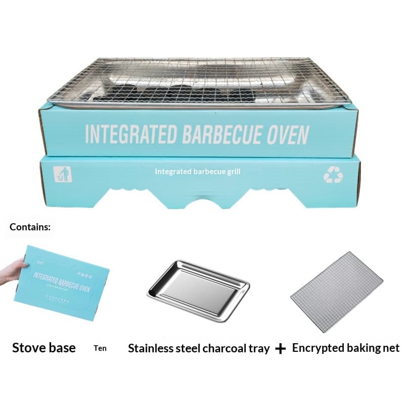 All-in-One Stainless Steel & Kraft Paper Charcoal Grill for 3-5