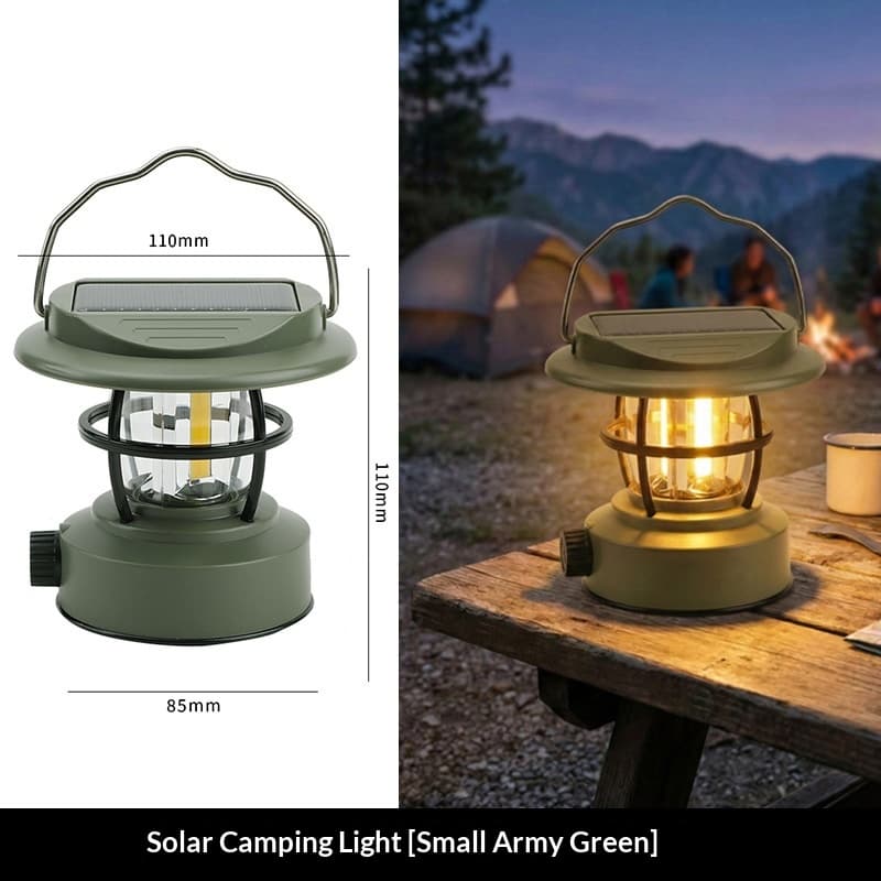 Solar-Powered Retro Camping Lamp Outdoor Lighting Fixture