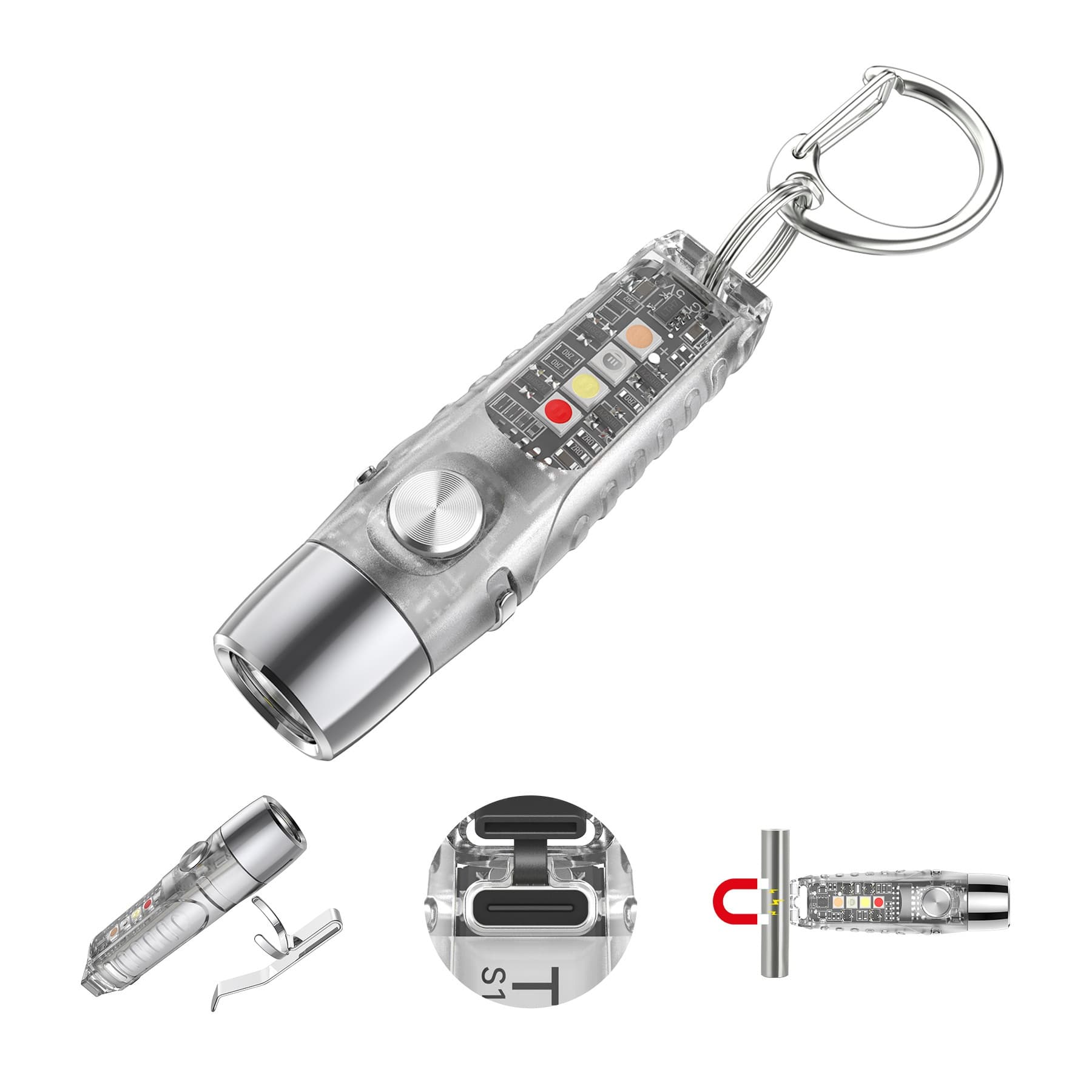 S12Pro Keychain Flashlight With Rechargeable UV Light For Detection
