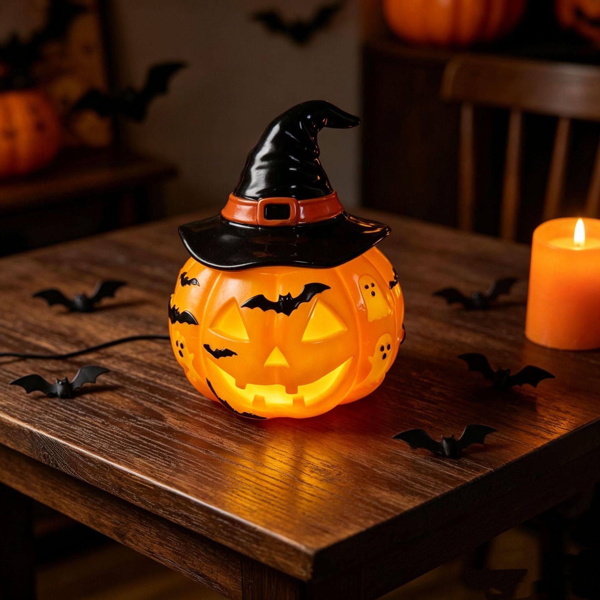 Halloween Glowing Ghost Bat Pumpkin Table Lamp